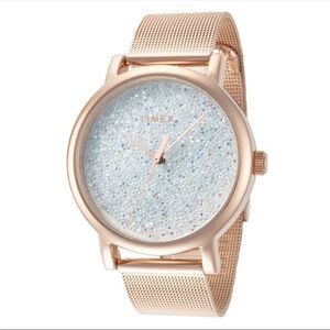 Timex Rose Gold Mesh Watch with Sparkling Dial